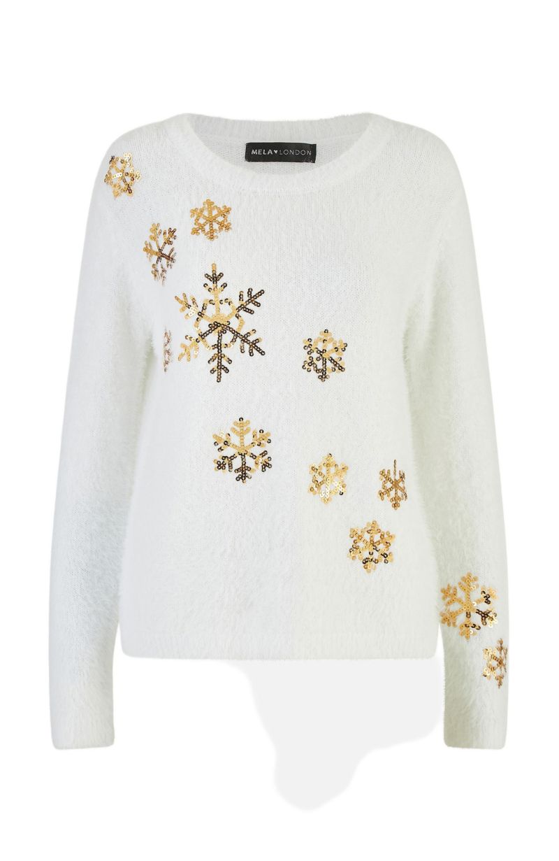 Women's Sequin Snowflake Fluffy Sweater