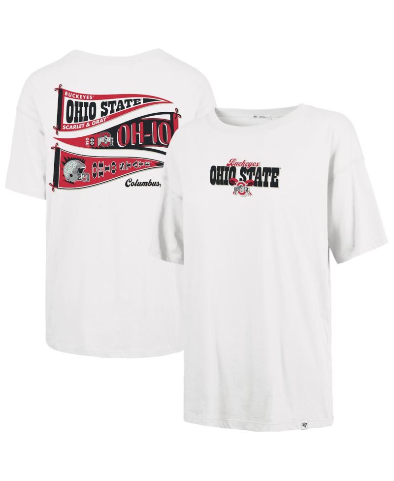 Women's White Ohio State Buckeyes Pennant Sadie T-Shirt