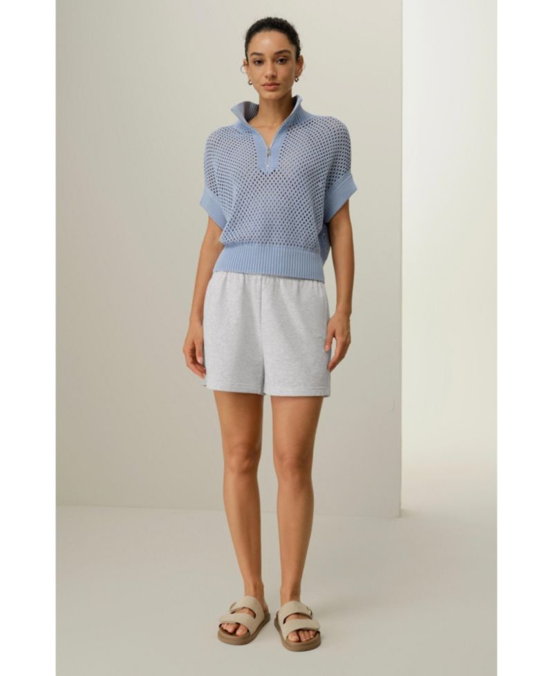 Women's Toscana Pointelle Knit Half-Zip Sweater