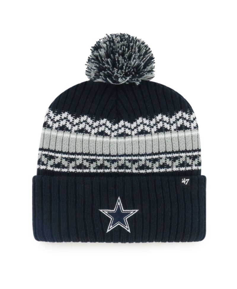 Big Boys and Girls Navy Dallas Cowboys Polar Vortex Cuffed Knit Hat with Pom