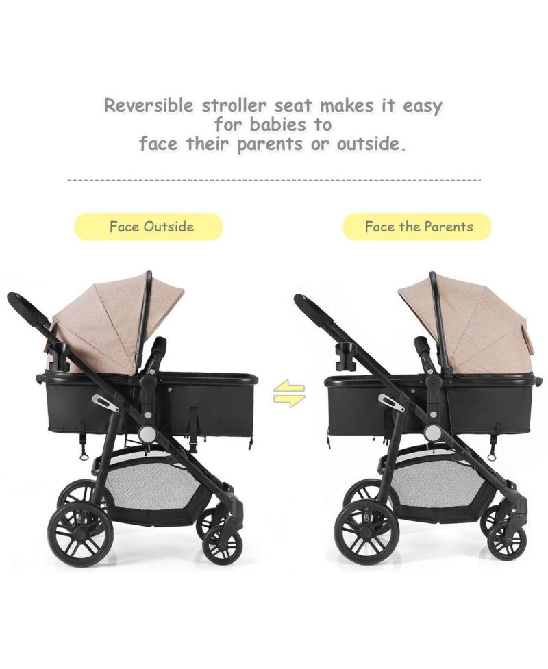 2-in-1 Baby Pushchair with Foldable Design for Newborn Infants