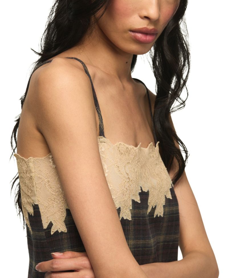 Women's Plaid Square-Neck Mini Dress