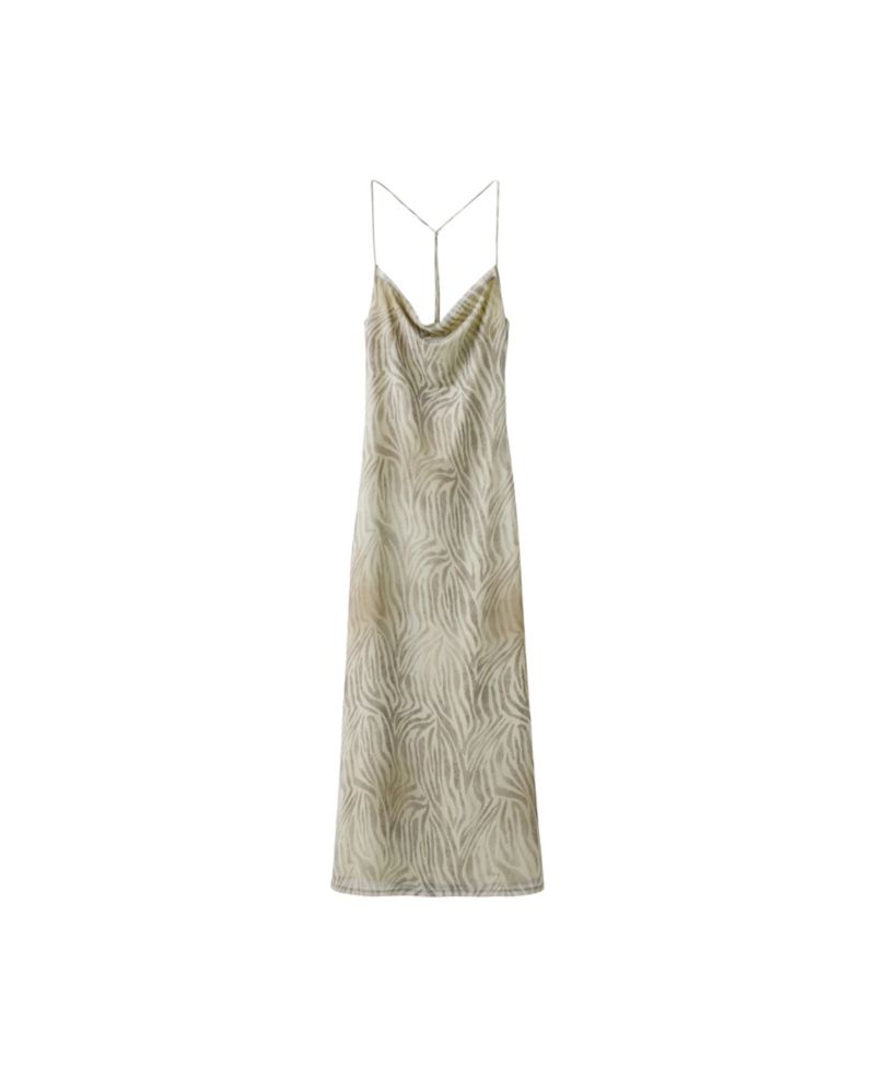 Women's Draped Zebra-Print Midi Dress