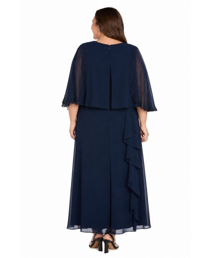 Plus Size V-Neck Dress & Jacket, 2-Piece Set