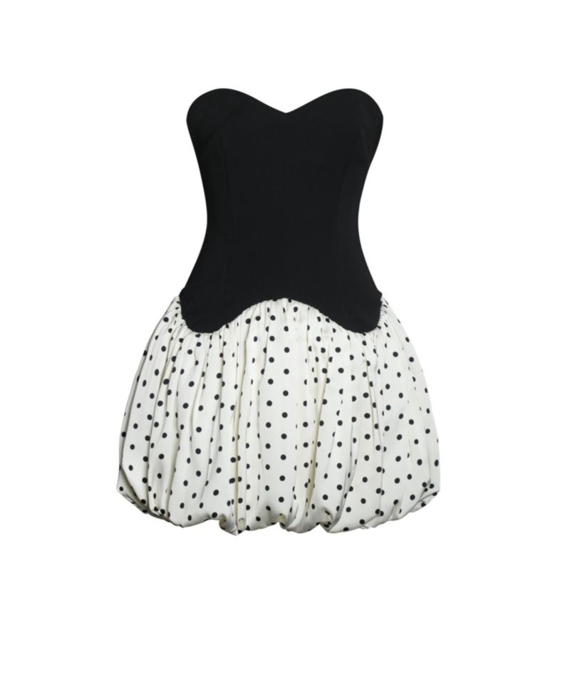 Women's Dahliana Polka Dot Bubble Hem Corset Mini Dress