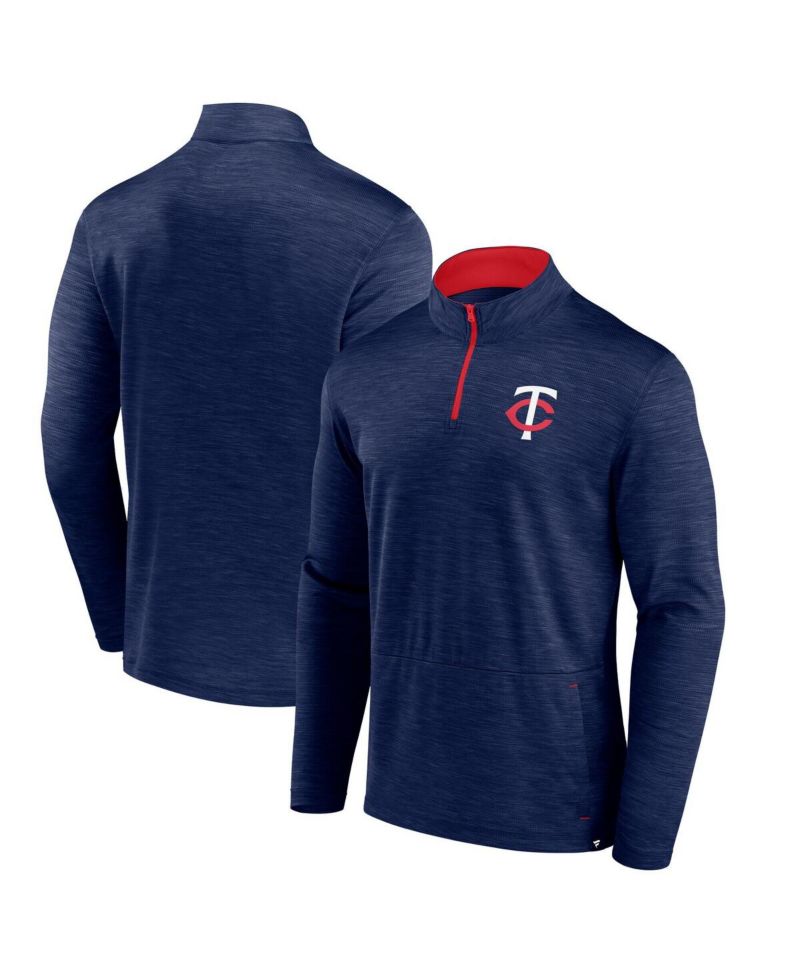 Men's Heather Navy Minnesota Twins Fundamentals Quarter-Zip Pullover