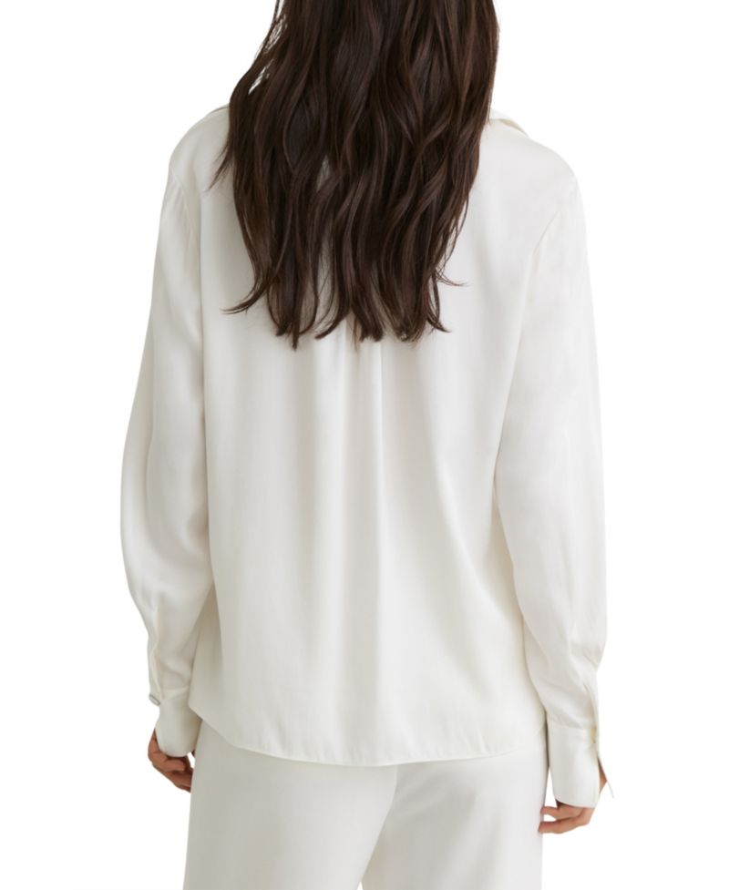 Women's Silk-Blend Open-Collar Shirt