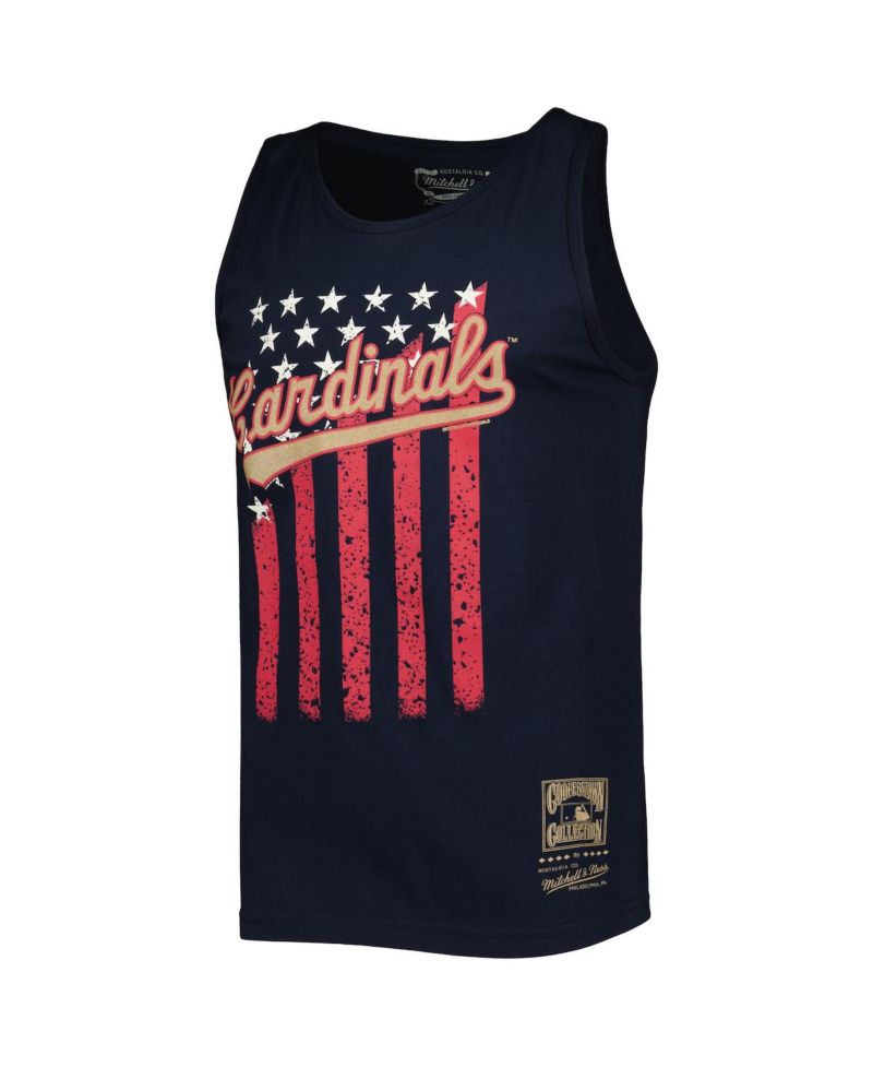 Men's Navy St. Louis Cardinals Cooperstown Collection Stars and Stripes Tank Top