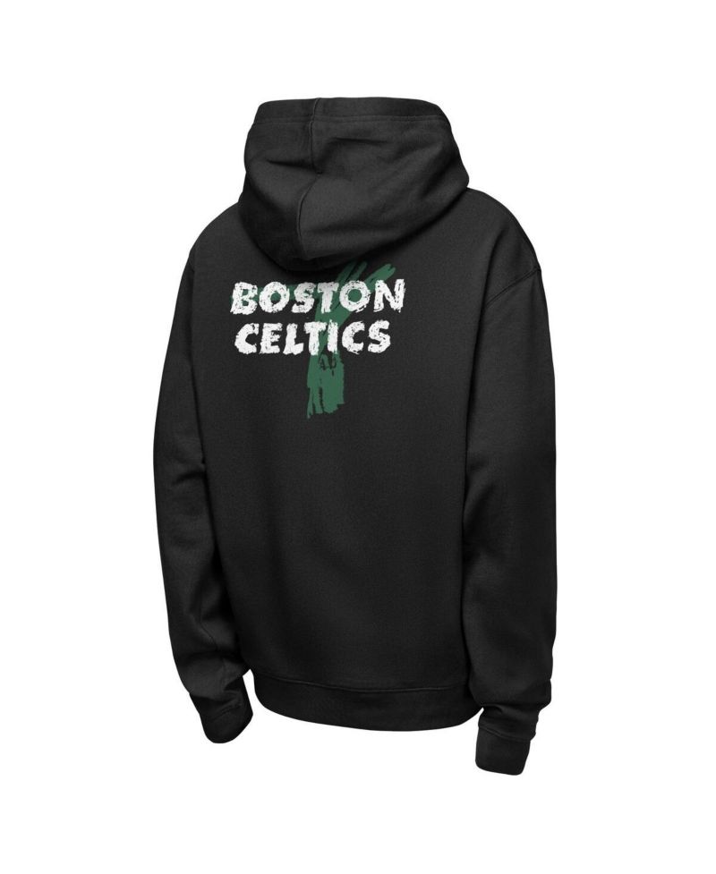 Big Boys and Girls Black Boston Celtics Courtside Club Premiere Hoodie