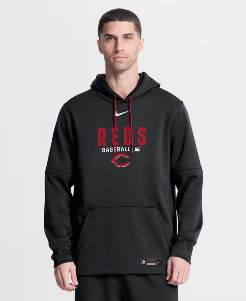 Men's Black Cincinnati Reds Authentic Collection Therma-FIT Hoodie