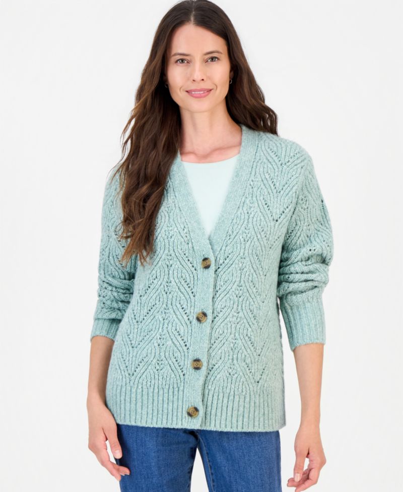 Women's Pointelle Boyfriend Cardigan