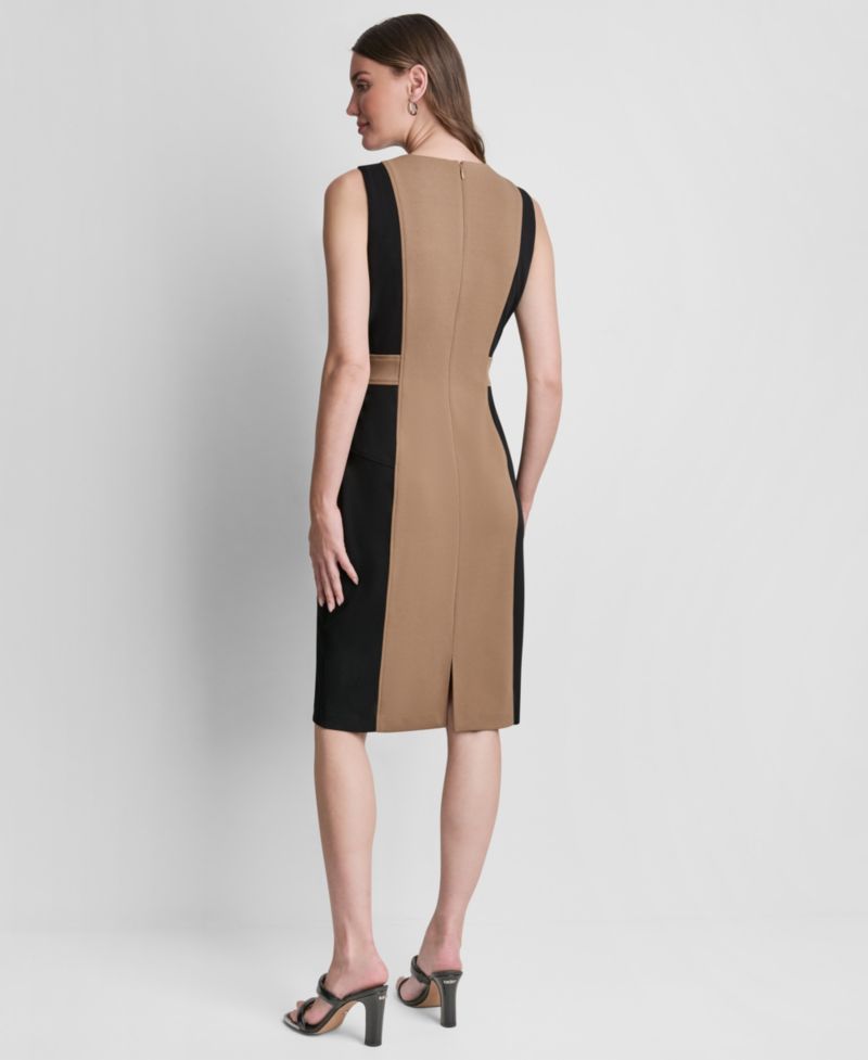 Women's Sleeveless Jewel Neck Sheath Dress