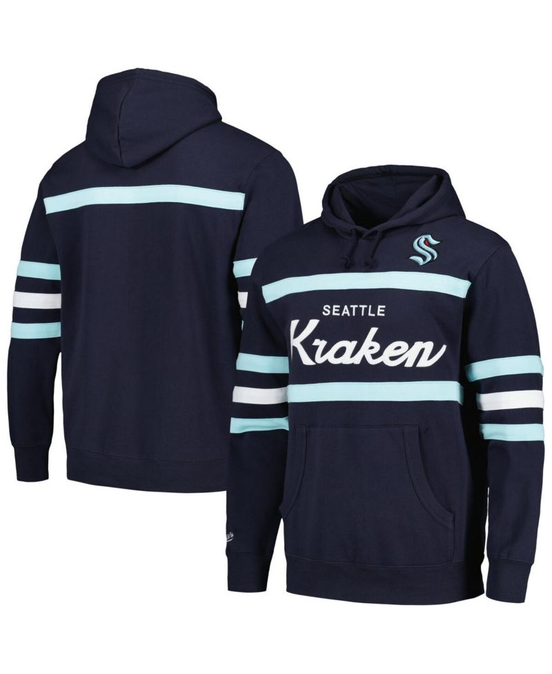 Men's Deep Sea Blue Seattle Kraken Head Coach Pullover Hoodie