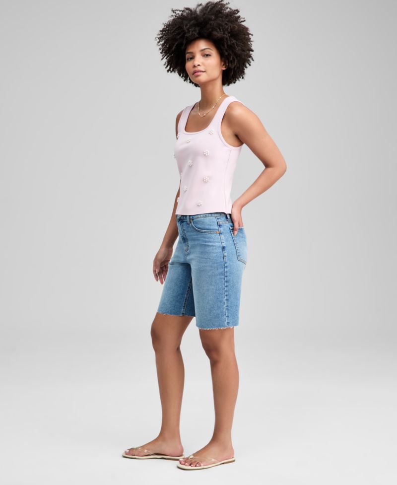 Women's High Rise Bermuda Jean Shorts