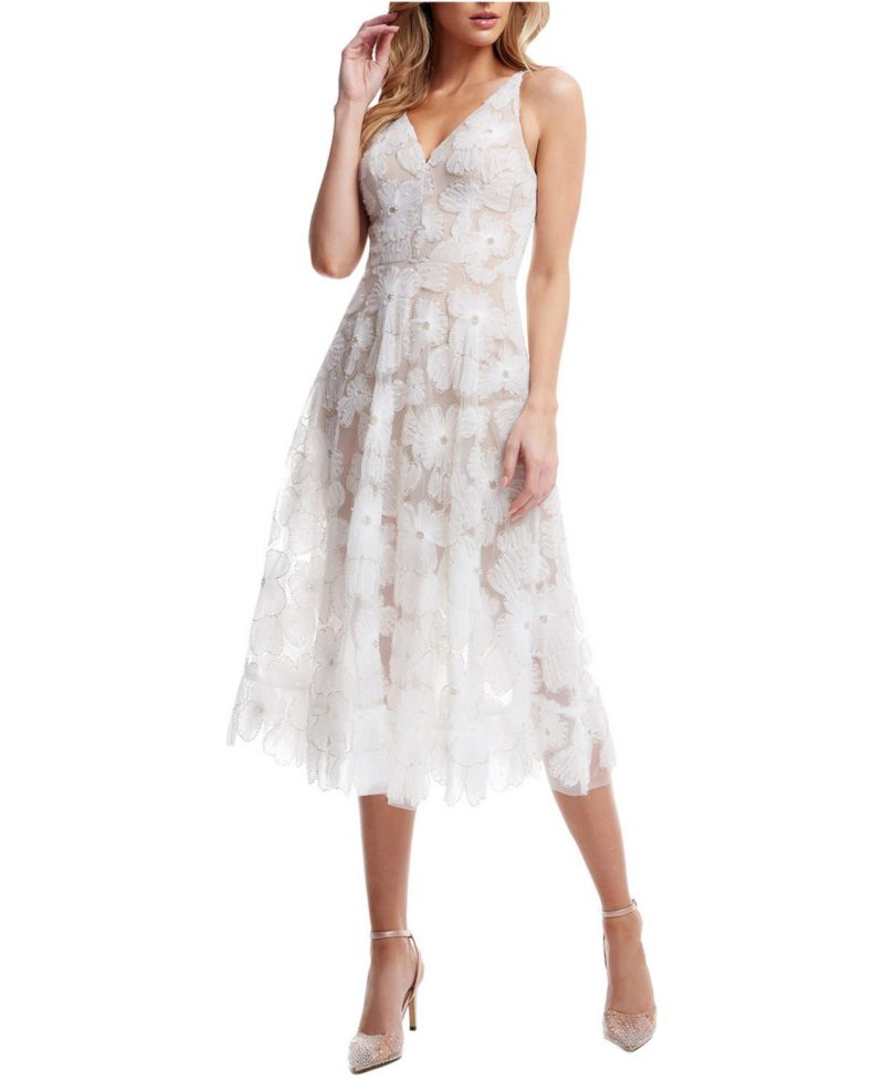 Women's Blair 3D Floral Embroidered Midi Fit and Flare Dress