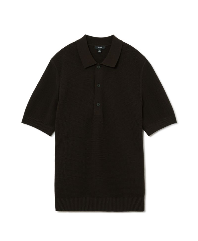 Men's Warren Basket-Stitch Knit Cotton-Blend Polo Shirt