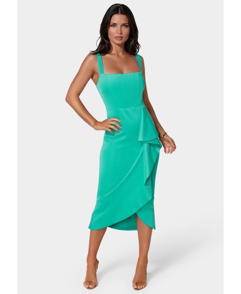 Women's Scuba Bustier Ruffle Wrap Dress