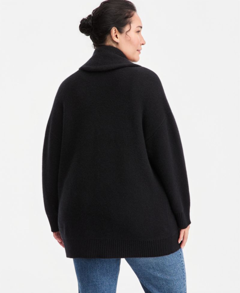Plus Size 100% Cashmere Shawl-Collar Cardigan