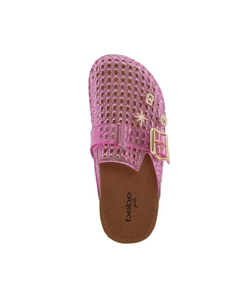 Girls Footbed Jelly Clogs - Easy Slip-On Design with Buckle and Charms