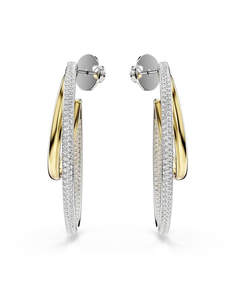 Round Cut Mixed Metal Finish Hyperbola Hoop Earrings
