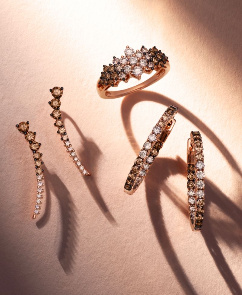 Chocolate Ombr&eacute; Diamond Cluster Ring (1 ct. t.w.) in 14k Rose Gold, White Gold or Yellow Gold