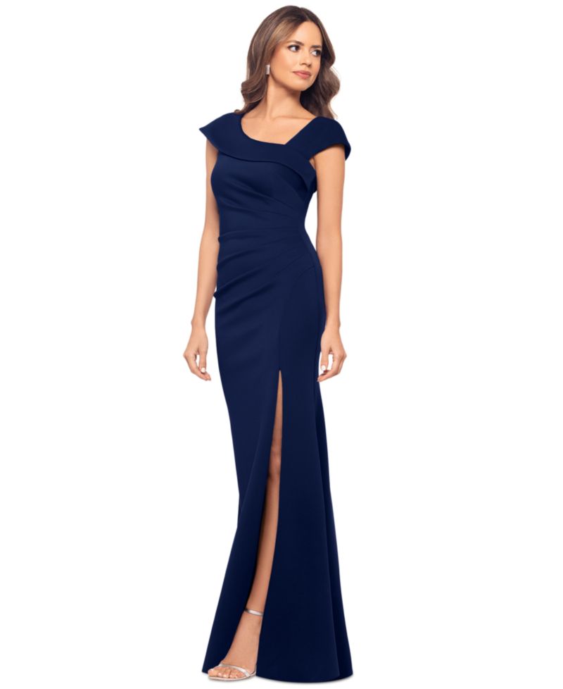 Women's Asymmetric-Neck Side-Slit Gown
