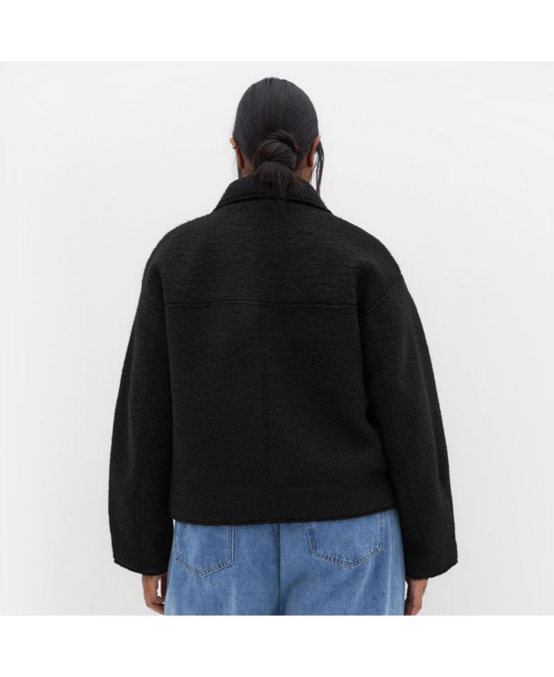 Plus Size Boucle Zip Front Jacket