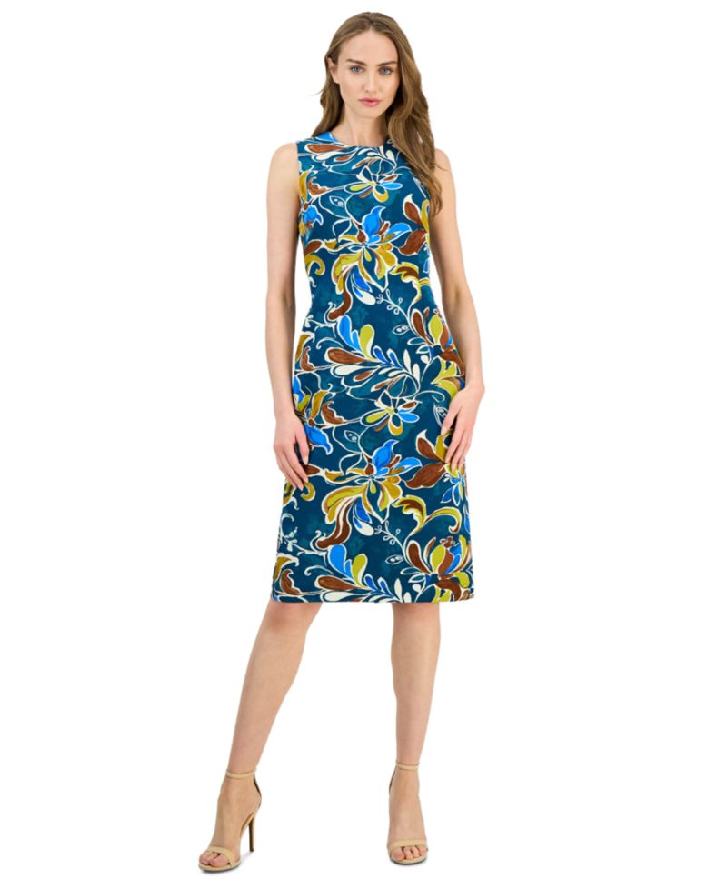 Women's Printed Sleeveless Sheath Dress