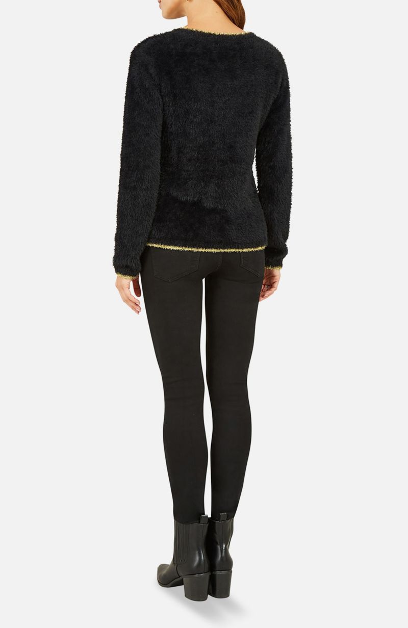 Women's Fluffy Star Holiday Sweater