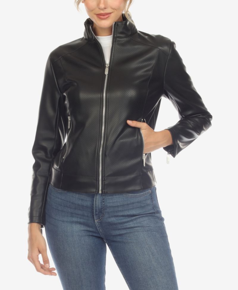 Women's Classic Biker Faux Leather Jacket