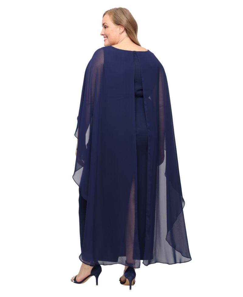 Plus Column Boat Neck Ball Gown