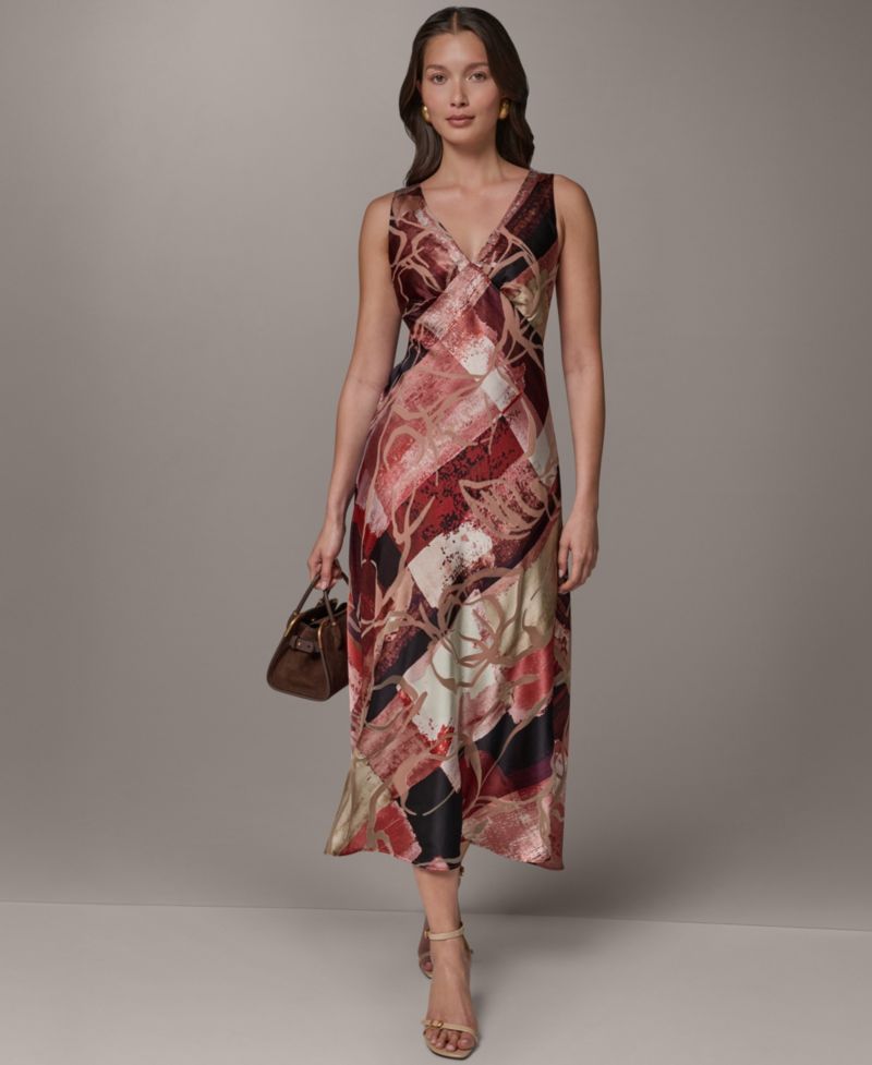 Women's Sleeveless Velvet Burnout Midi Slip Dress