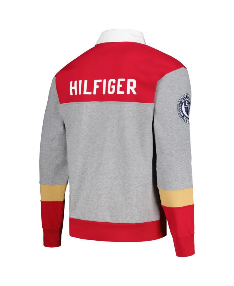 Men's Scarlet San Francisco 49ers Connor Oversized Rugby Long Sleeve Polo Shirt