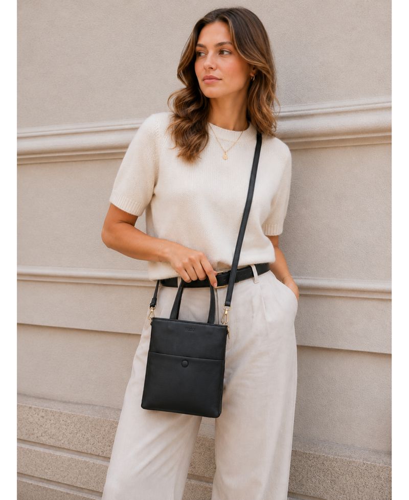 Genuine Leather Small Crossbody Messenger Bag for Women, Mini Top Handle Purse with Adjustable Shoulder Strap and Front Pocket