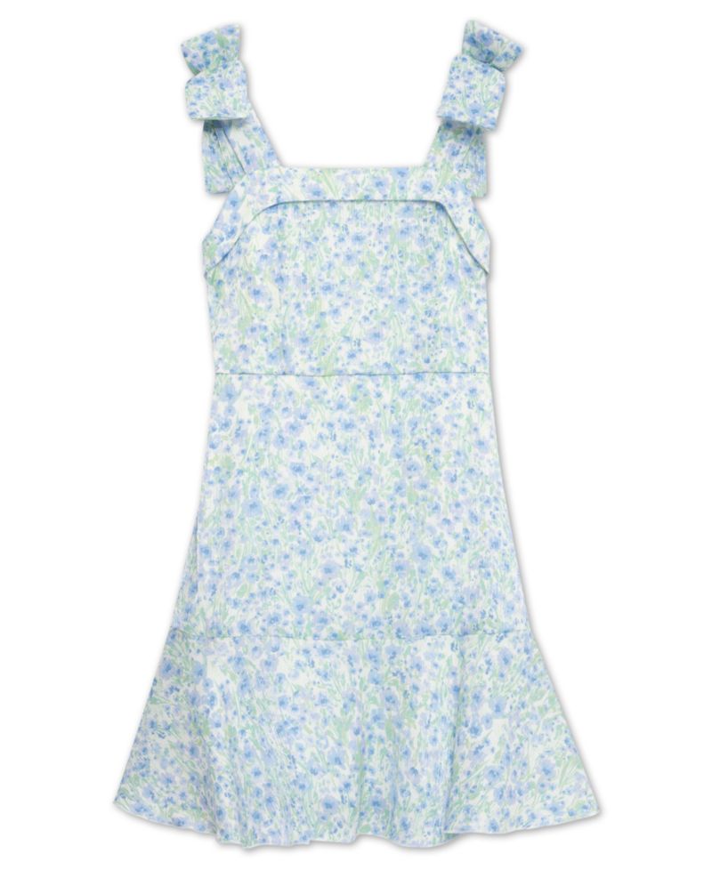 Big Girls Bow Shoulder Floral Skater Dress