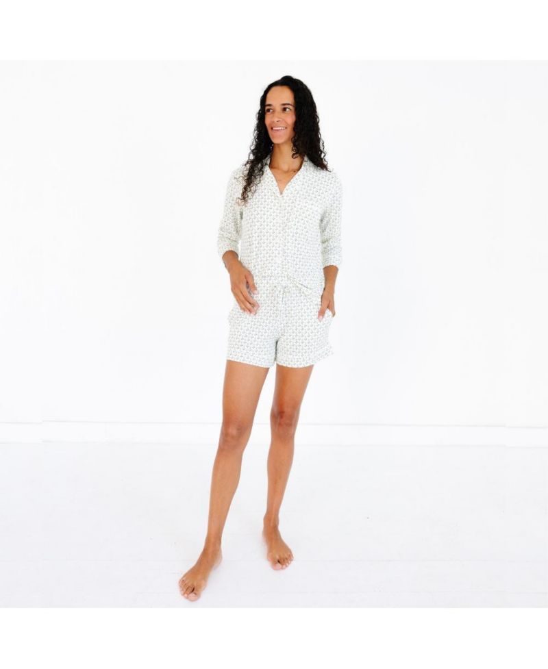 Women's Lane Viscose-from-Bamboo V-Neck Long-Sleeve Top and Shorts Pajama Set