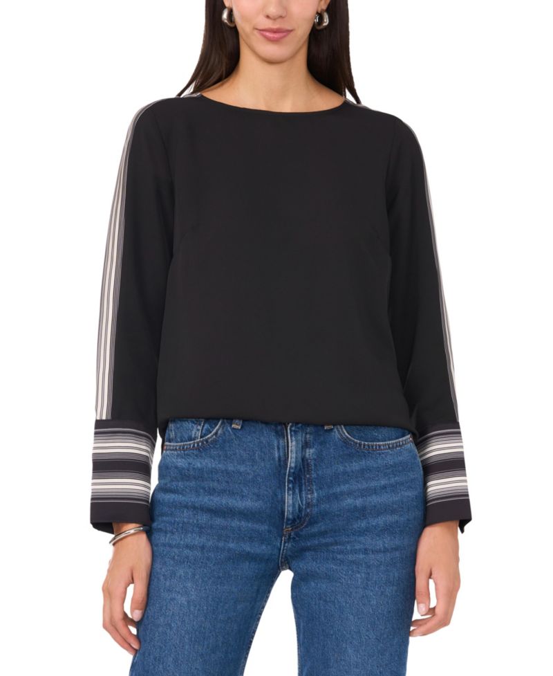 Women's Striped-Trim Extended-Cuff Top