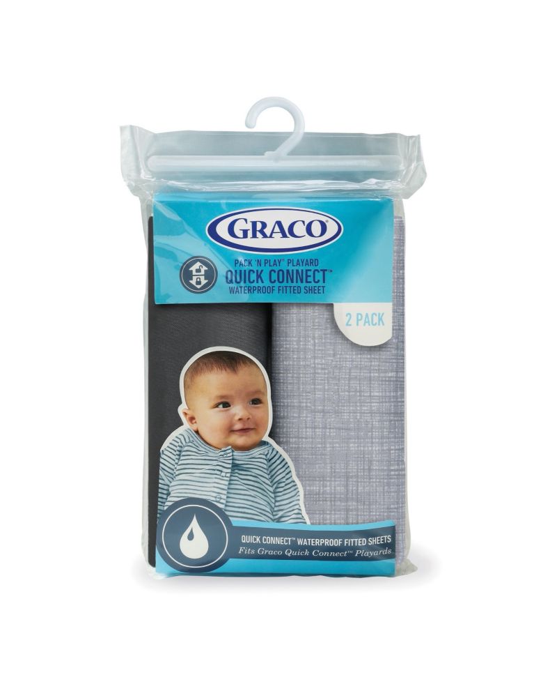 Pack and Play Quick Connect Playard Water Resistant Sheets, Pack of 2