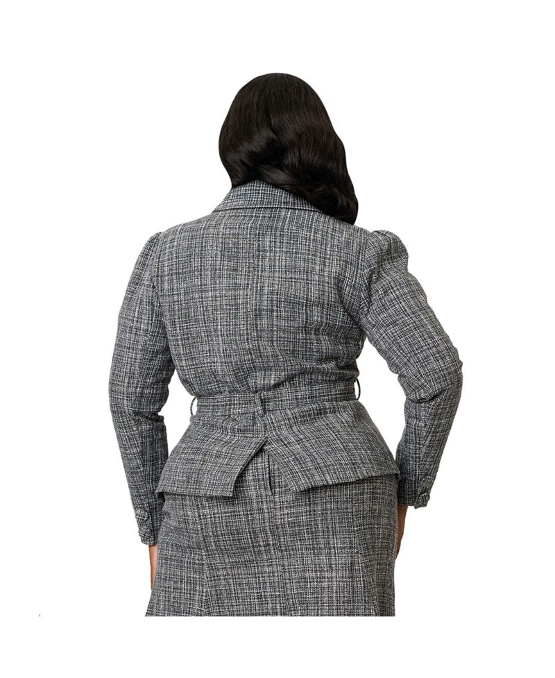 Plus Size Womwn's 1940s Tweed Belted Jacket