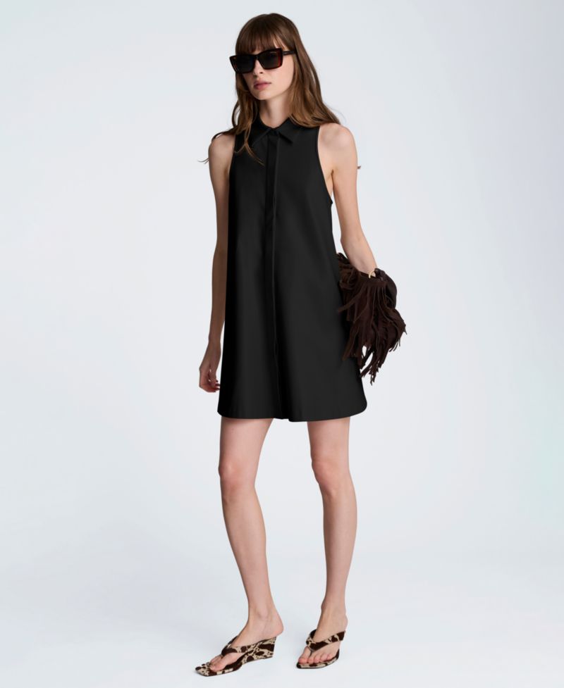 Women's Halter Collared Shirt Swing Dress