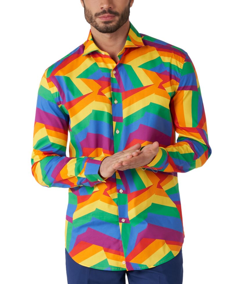 Big & Tall SHIRT LS Zig Zag Rainbow