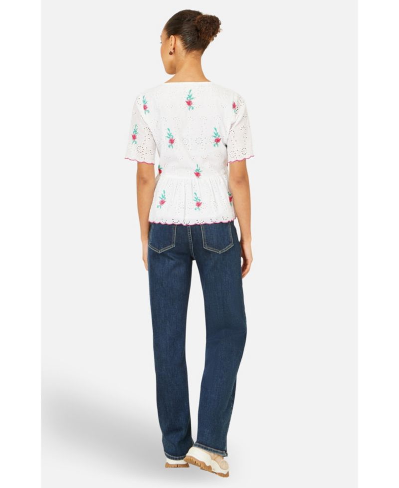 Women's Broderie Anglaise Embroidered Tie Top