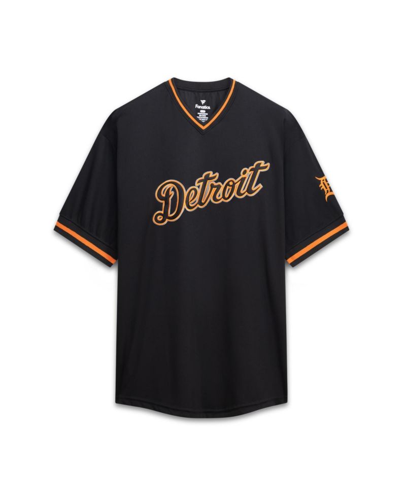 Men's Black Detroit Tigers Big & Tall Pop Texture V-Neck T-Shirt