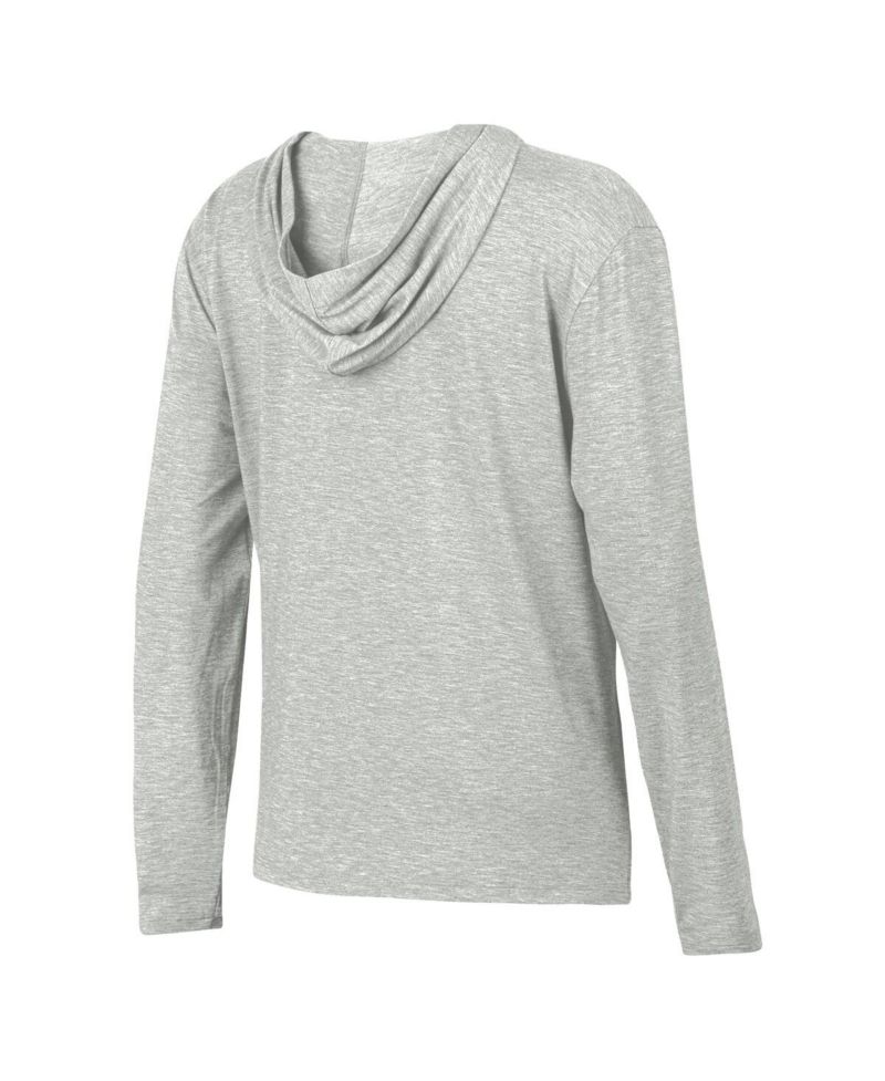 Women's Heather Gray Wisconsin Badgers Tri-Blend Breezy Long Sleeve Hoodie T-Shirt