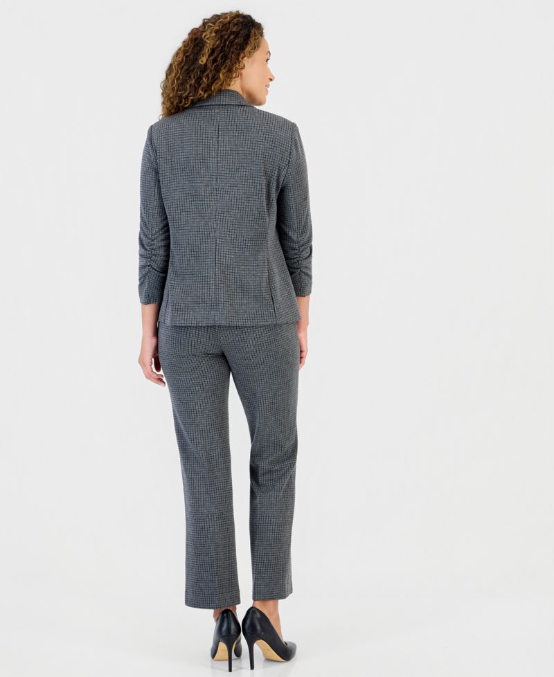 Petite Houndstooth Pull-On Wide-Leg Pants