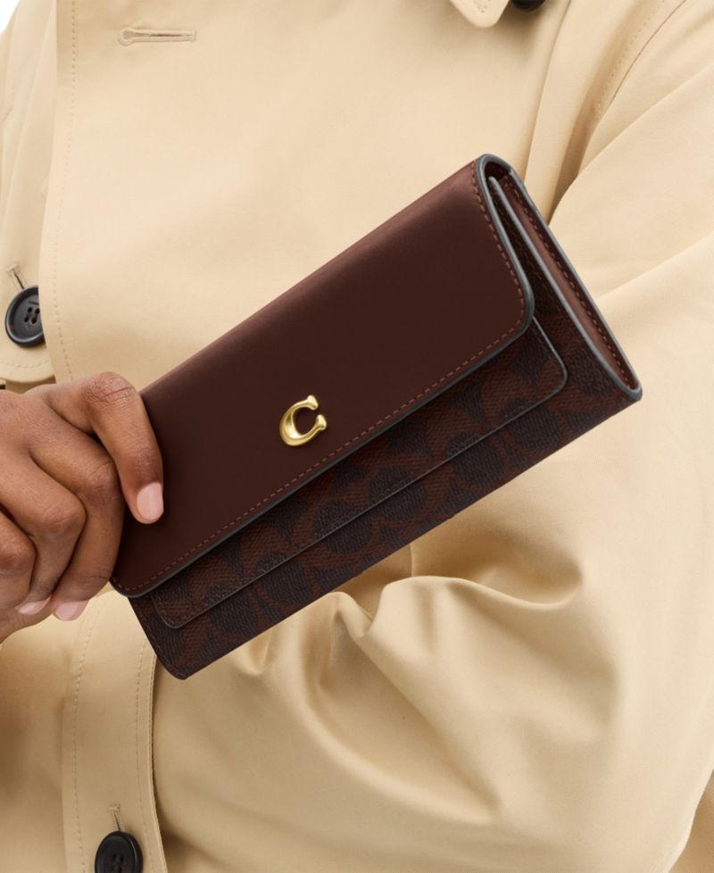 Mila Signature Coated Canvas Long Flap Wallet