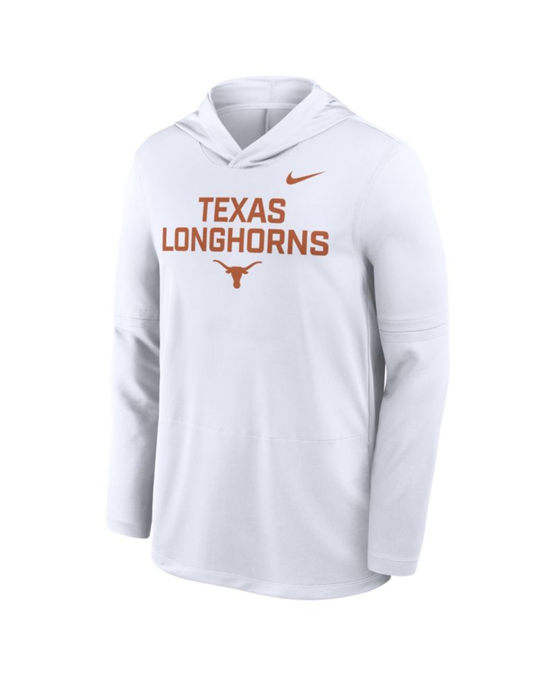 Men's White Texas Longhorns 2025 Sideline Performance Long Sleeve Hoodie T-Shirt