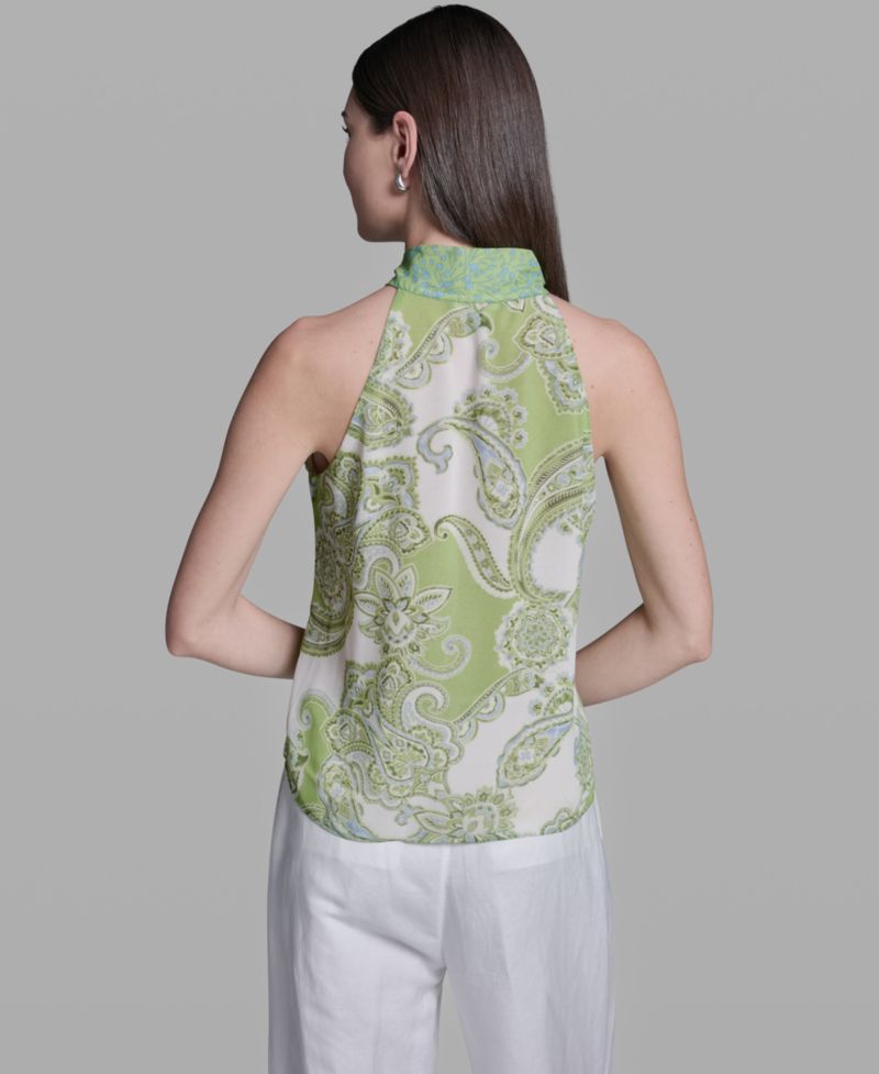Women's Sleeveless Tie-Neck Blouse