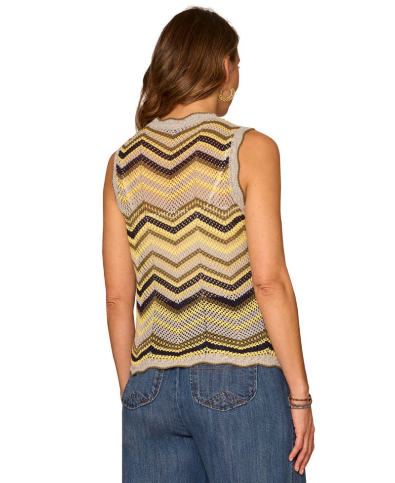 Women's Round Neck Chevron Tank Sweater