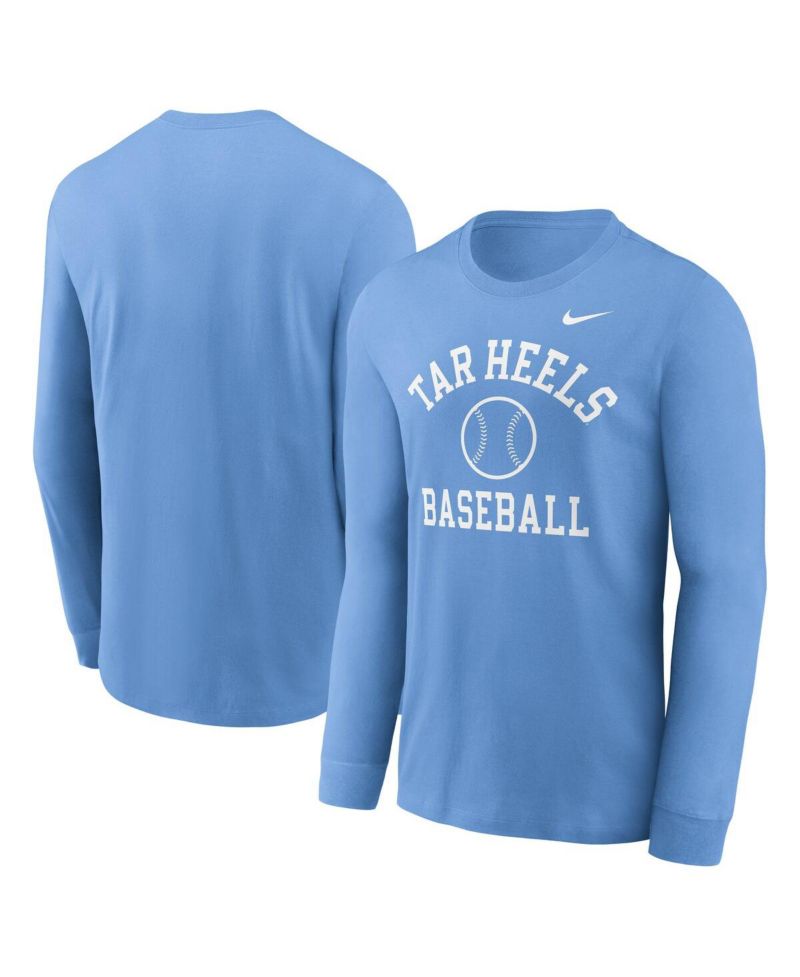 Men's Carolina Blue North Carolina Tar Heels Essential Baseball Arch Long Sleeve T-Shirt